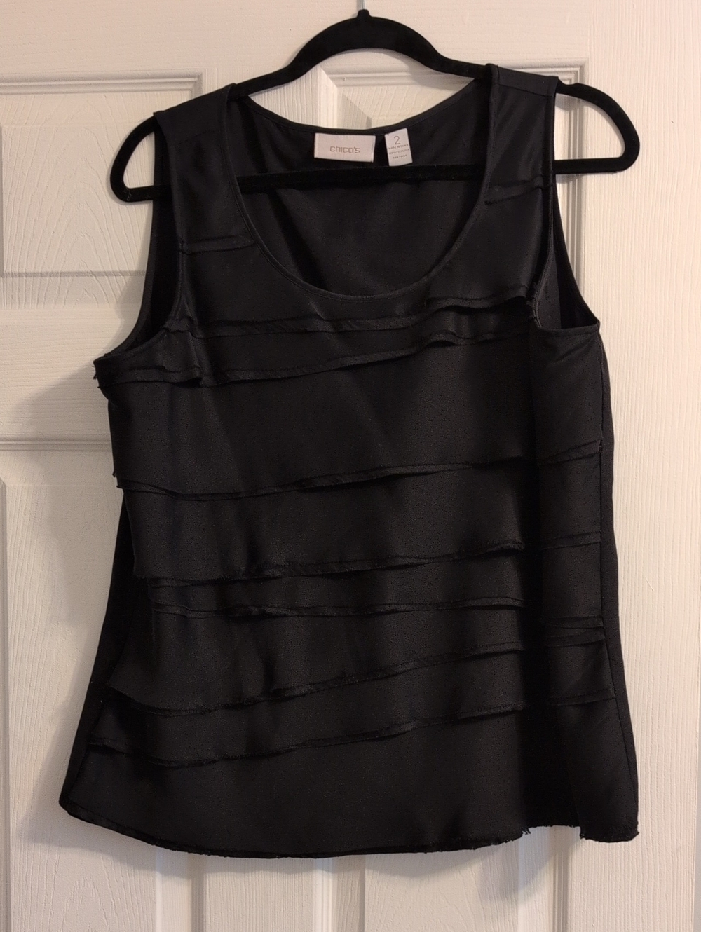 Chico's Black Layered Ruffle Sleeveless Camisole